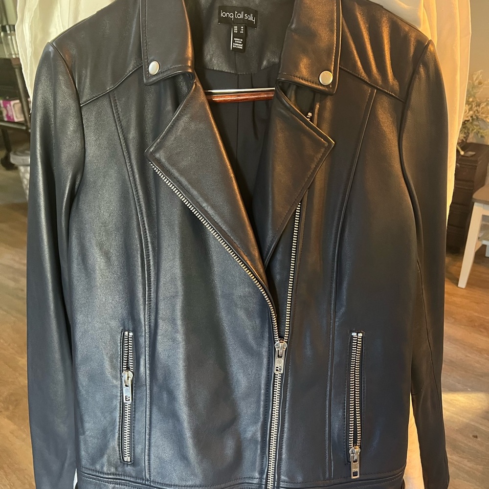Long Tall Sally Navy Leather Jacket